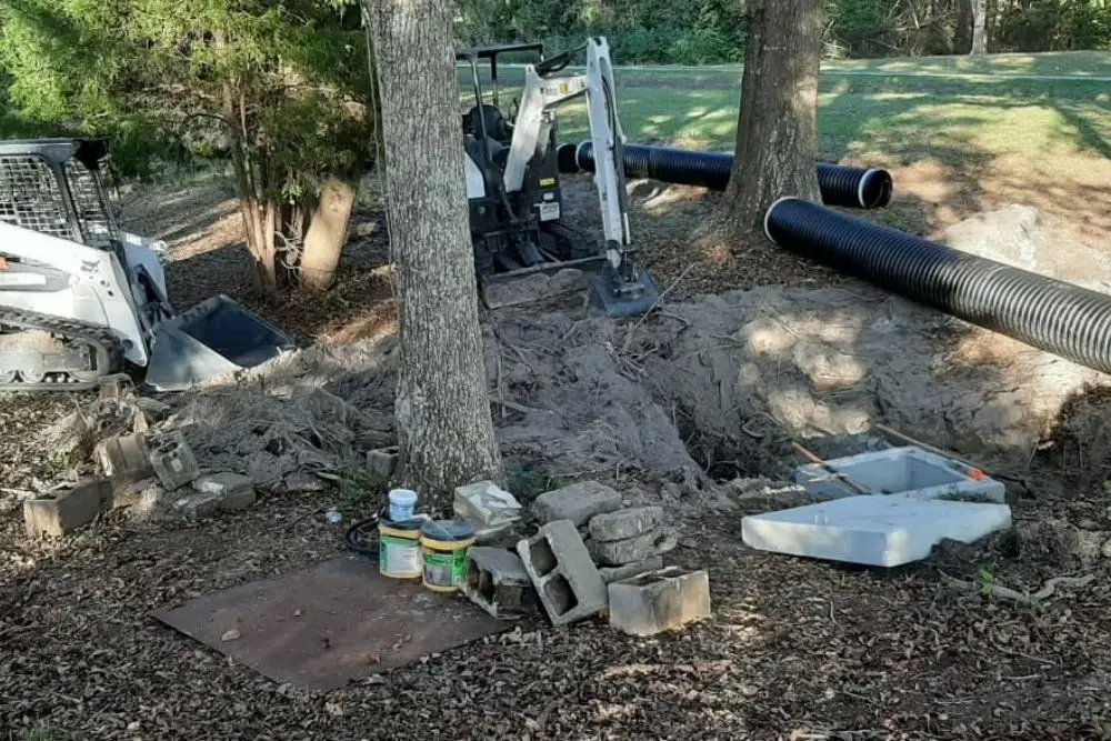 Construction site with machinery and materials